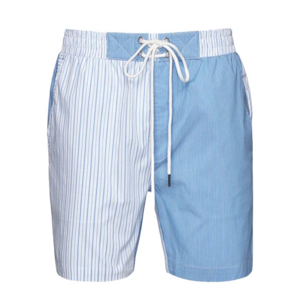 Ser.o.ya Men's Ziggy Swim Trunk Shorts in Blue Stripe Combo Size XXL NWT